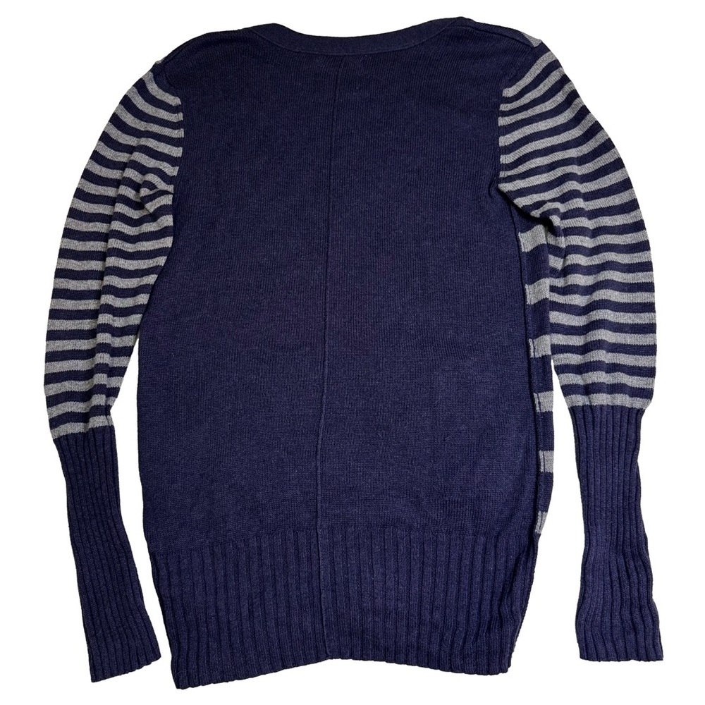 American Eagle Navy and Gray Striped Cardigan Size Medium Button Down Vintage - Picture 10 of 12